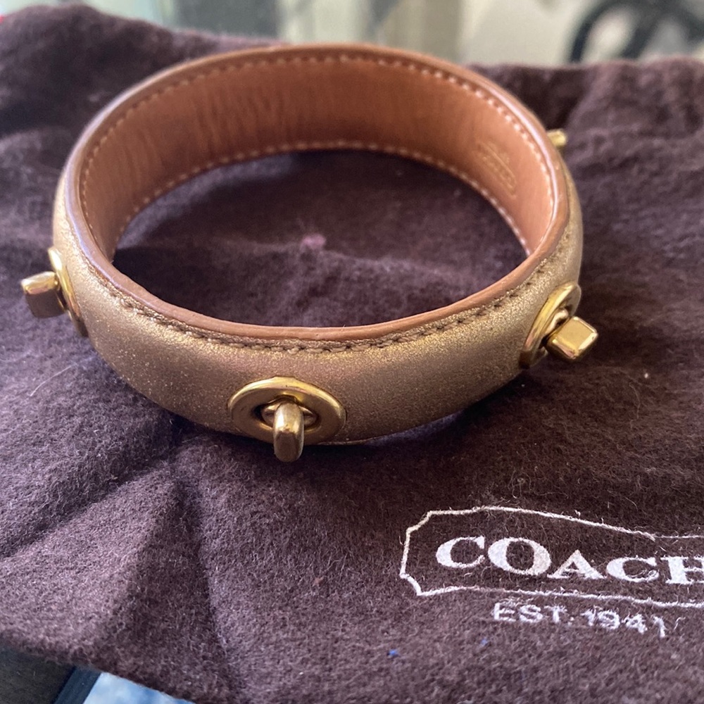 Coach gold leather bangle